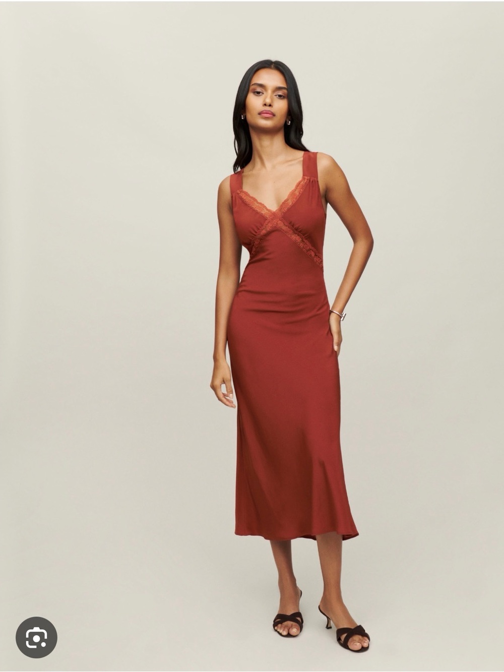 Reformation Provence Lace-Trim Slip Midi Dress